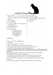 English worksheet: SUPERSTITIONS