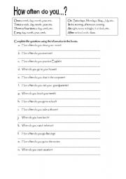 English Worksheet: how often do you...?
