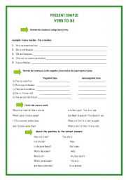 English worksheet: simple present verb to be