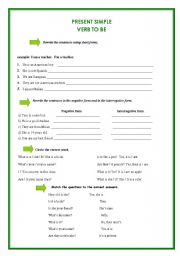 English Worksheet: simple present verb to be