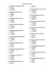 English Worksheet: days and months