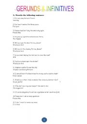 English Worksheet: Gerunds - Infinitives Rephrasing
