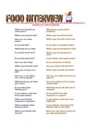 English Worksheet: FOOD INTERVIEW