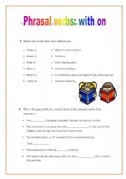 English worksheet: Phrasal verbs: with on