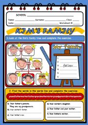 English Worksheet: FAMILY MEMBERS