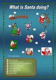 English Worksheet: What is Santa doing?