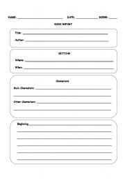 English Worksheet: book report format