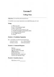 English Worksheet: Telling Time