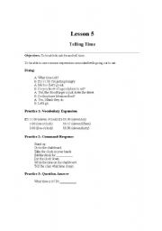 English worksheet: Telling Time