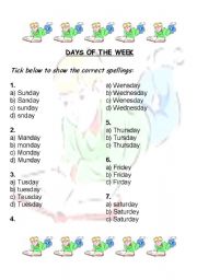 English worksheet: days, months and seasons