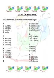 English Worksheet: days, months and seasons