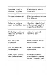 English worksheet: A table of clerical tasks