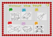 English worksheet: colour these toys