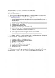 English worksheet: Recommend