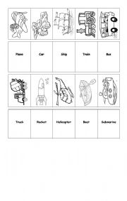 English Worksheet: Means of transport Memorice