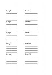 English worksheet: Vowels