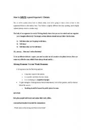 English Worksheet: How to write a good argument.