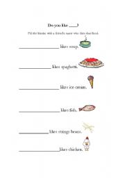 English worksheet: Do you like        ?