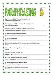 Paraphrasing - ESL worksheet by peg1