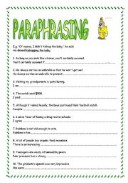 English Worksheet: Paraphrasing