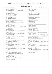 English Worksheet: adjective or adverb