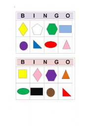 English worksheet: Colour and shape bingo