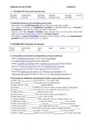 English Worksheet: ENGLISH ALIVE 4 ESO - PRACTICE TEST - UNIT 1