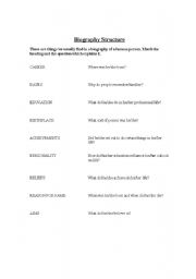English Worksheet: Biography structure