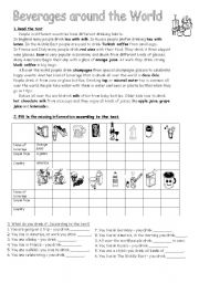 English Worksheet: Beverages around the World