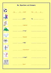 English worksheet: Be - Questions and Answers