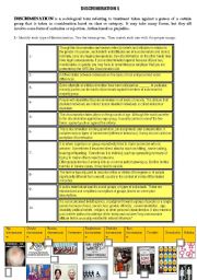 English Worksheet: DISCRIMINATION 1 (1/2)