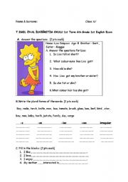 English Worksheet: 6th grade   1st  term  1st Exam