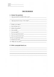 English worksheet: revision