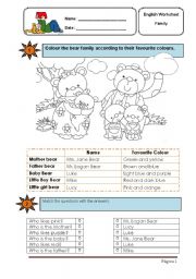 English Worksheet: Family Bear