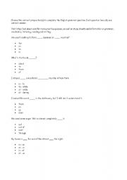 English worksheet: Preposition quiz
