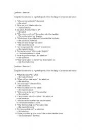 English Worksheet: Reported Speech: Questions