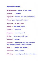 English worksheet: Glossary for Stave One of A Chhristmas Carol