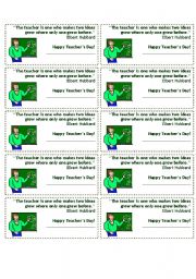 English Worksheet: Teachers Day printable cards