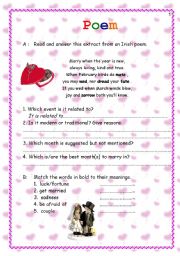 English Worksheet: Poem