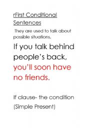 English worksheet: FIRST CONDITIONAL SENTENCES