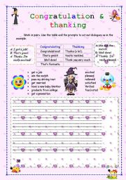 English Worksheet: Congratulation & thanking