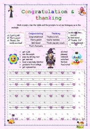 English Worksheet: Congratulation & thanking