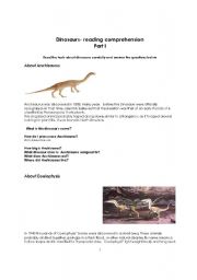 English Worksheet: DINOSAURS