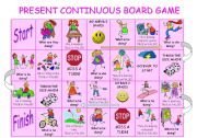 English Worksheet: Present continuous board game