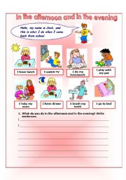 English Worksheet: daily routines in the afternoon and in the evening