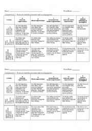 English Worksheet: Short story evaluation grids