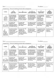 English Worksheet: Short story evaluation grids