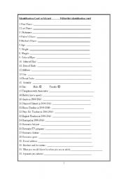 English worksheet: Identification Card or Id card