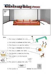 English Worksheet: Prepositions to draw ina Living room