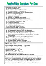 English Worksheet: Passive Voice Part one